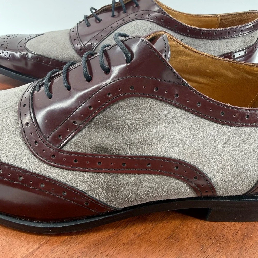 Paul Frederick Cuoio Wingtip Square Toe Oxford Dress Shoes  Italy Mens 12